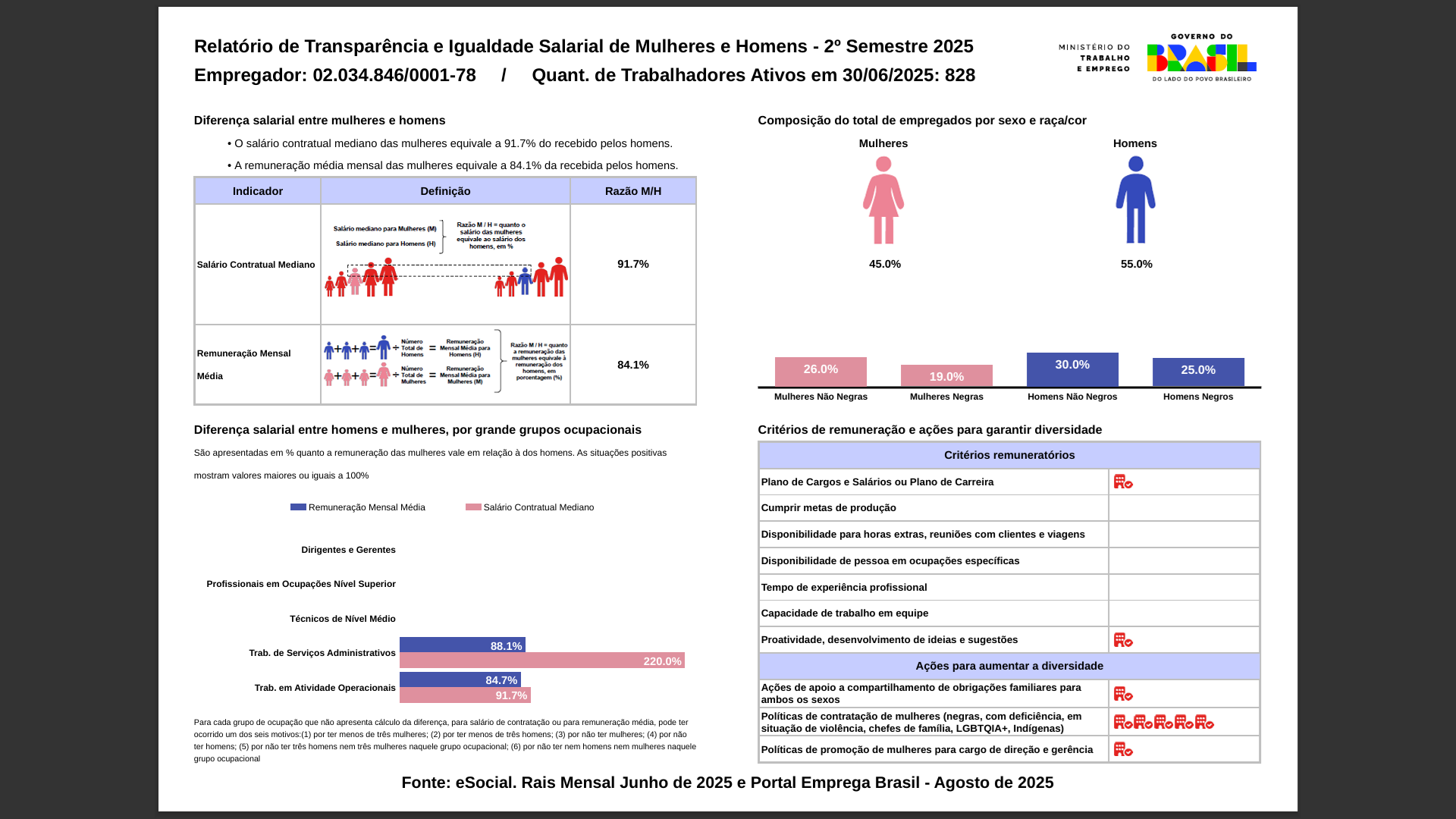 Relatório de transparência salarial 02 – 2º Semestre 2025 - Grupo Coneleste